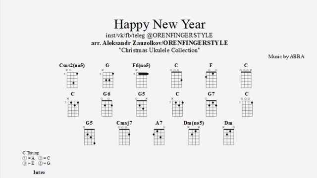 6. Happy New Year | Cristmas Ukulele | Tabs