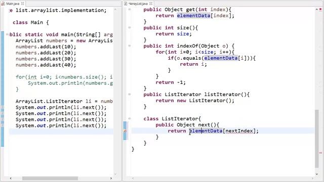 ArrayList - java 구현 9 - iterator next hasNext смотреть онлайн
