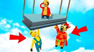 ЗДЕСЬ НАС НЕ НАЙДУТ! ПОВИСЛИ НА ПЛАТФОРМЕ НАД ПРОПАСТЬЮ! ПЛАСТИЛИНОВЫЕ ПРЯТКИ В HUMAN FALL FLAT