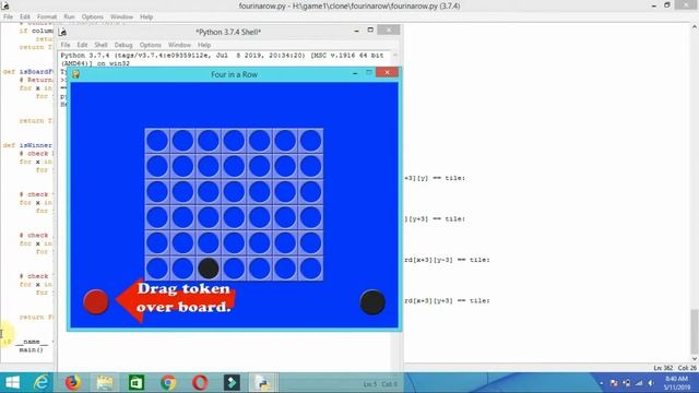 Four in Row Game using pygame | python | free source code | codedeveloper смотреть онлайн