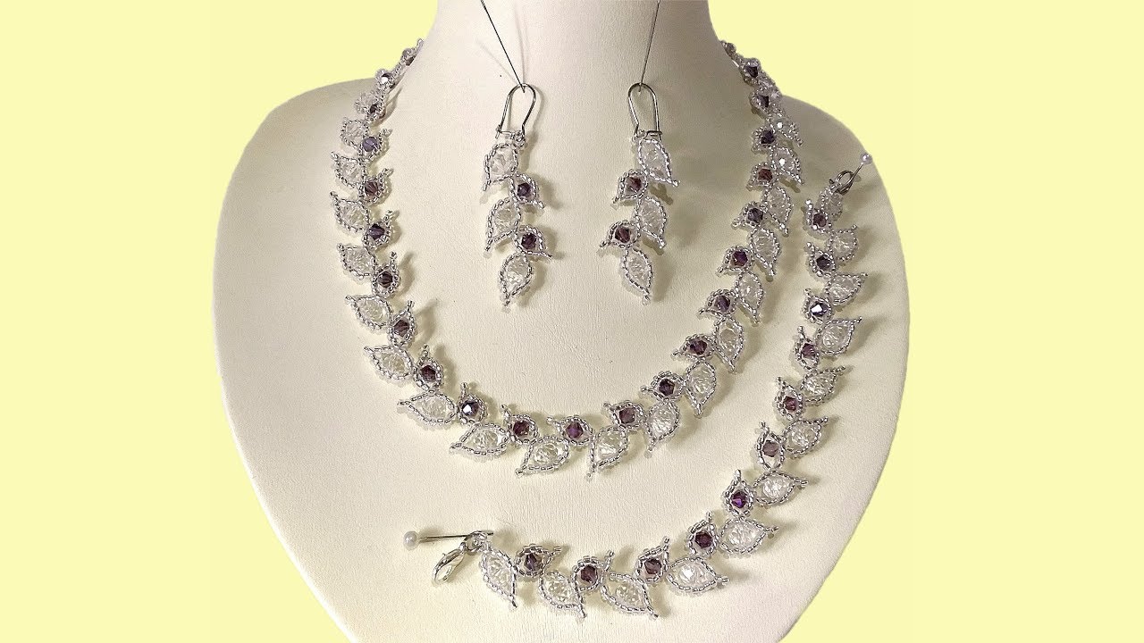 Бисероплетение. Мастер класс. Украшение из бисера. Колье ,браслет, сережки. Из бисера и бусин. смотреть онлайн