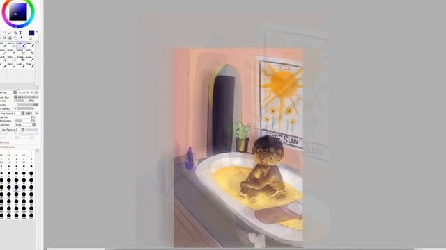 The Sun's Glow - Bath Painting [Paint Tool Sai 2] || TsukikoArt