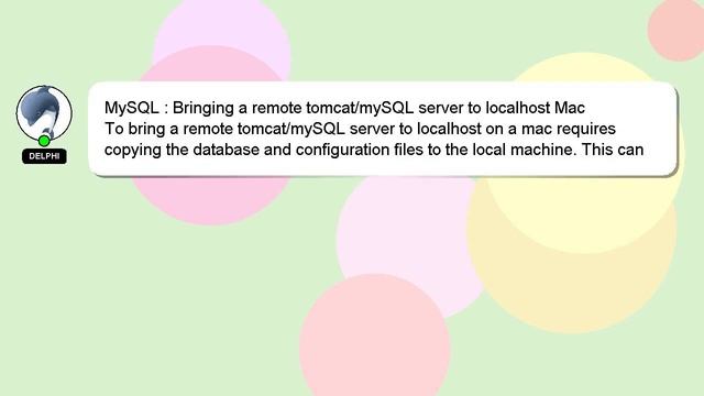 MySQL : Bringing a remote tomcat/mySQL server to localhost Mac смотреть онлайн