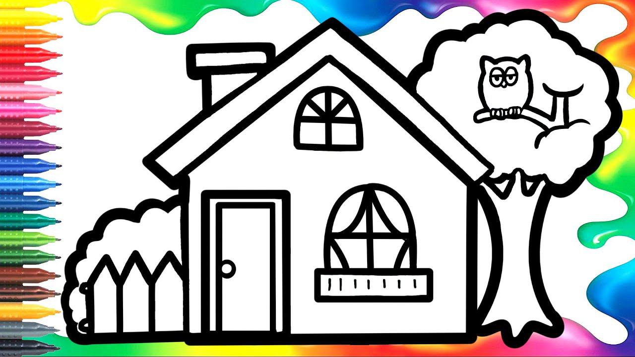 How to draw a house with a tree and an owl/Drawing for children смотреть онлайн