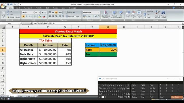 Calculate Basic Tax Percentage with Approximate Match of Vlookup Function in Microsoft Excel смотреть онлайн
