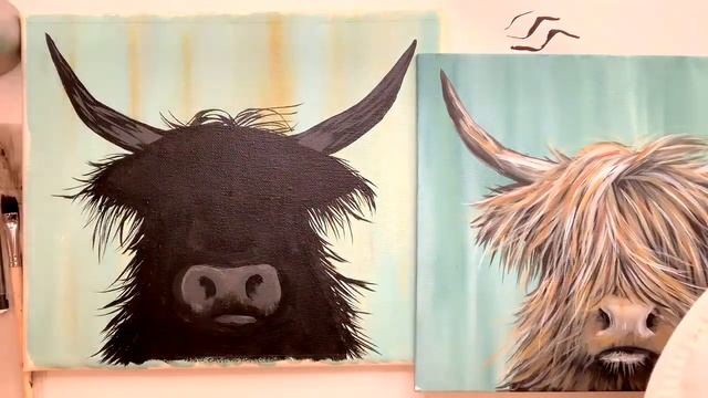 Highland Cow - Beginners Acrylic Painting Tutorial смотреть онлайн