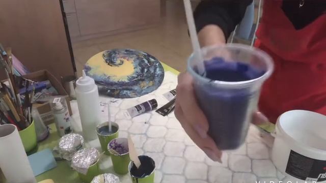 Абстракция. Бирюзовый и розовый. техника Fluid Art Жидкий акрил. ( нежная нежность) смотреть онлайн