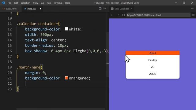 HTML CSS JavaScript Project - Mini Calendar смотреть онлайн