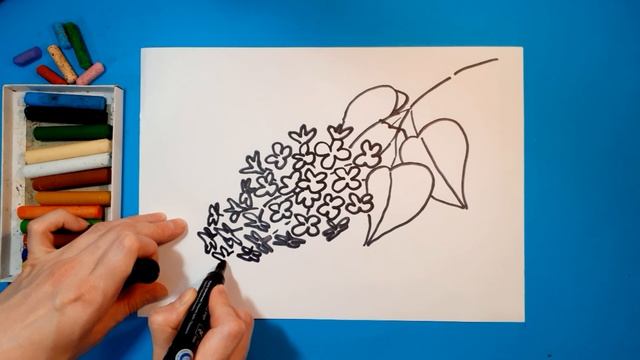 Как нарисовать СИРЕНЬ (ВЕСНА). Рисуем с детьми. How to draw SPRING FLOWERS. смотреть онлайн