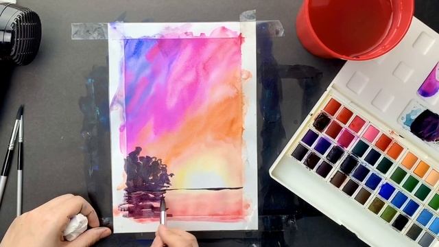 ПЕЙЗАЖ АКВАРЕЛЬЮ • Что такое паспарту • Как оформить акварель • Белая рамочка скотчем для картинки смотреть онлайн