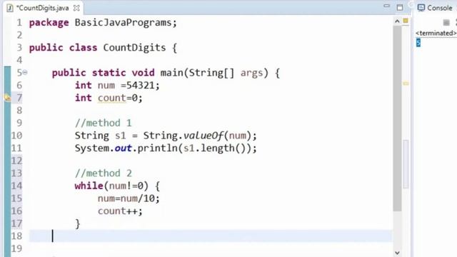 Java program to count number of digits in an integer | Java Programs with solutions смотреть онлайн