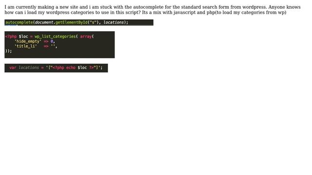 Wordpress: How to load WP categories into array for autocomplete? смотреть онлайн