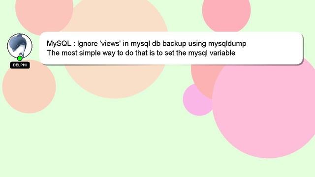 MySQL : Ignore 'views' in mysql db backup using mysqldump смотреть онлайн