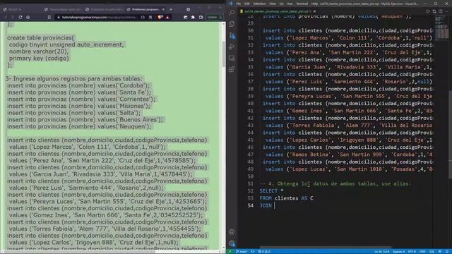 MySQL Ejercicio 374: Realizar Operaciones de Unión (JOIN) entre las Tablas clientes y provincias смотреть онлайн