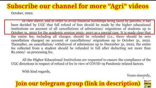 UGC fees refund policy 2022-23 | For all courses UG courses | UGC circular to all universities смотреть онлайн