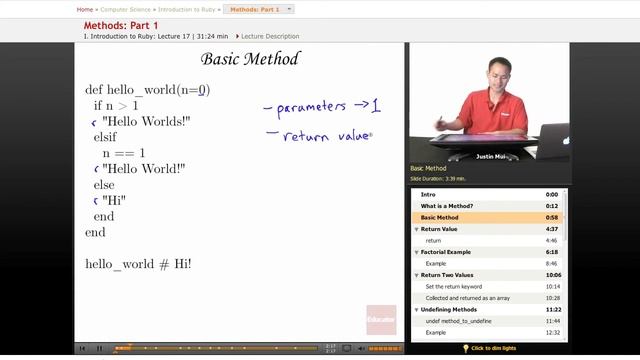 Ruby: Methods смотреть онлайн