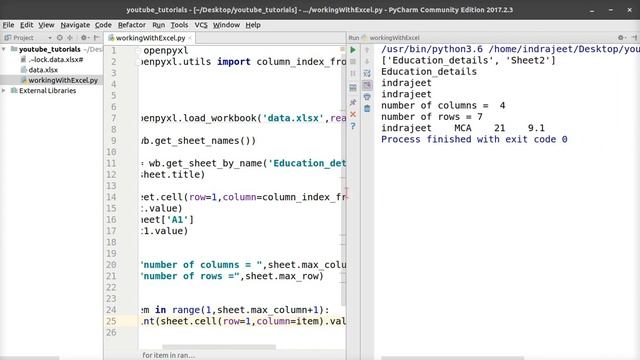 Openpyxl - 3 - Reading data from spreadsheet | Python | Hindi | смотреть онлайн