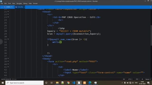 CRUD (READ) read/fetch data from database using php смотреть онлайн