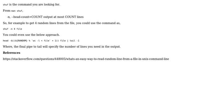 Unix & Linux: random permutation of lines of text (2 Solutions!!) смотреть онлайн