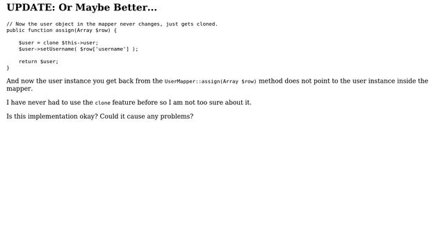 Data mapper reuse related domain object for setting data and return a clone of the domain object смотреть онлайн