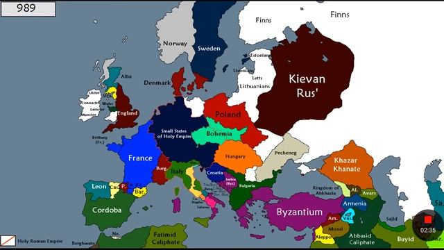 Карта Европы с 1 года по 2017 год смотреть онлайн
