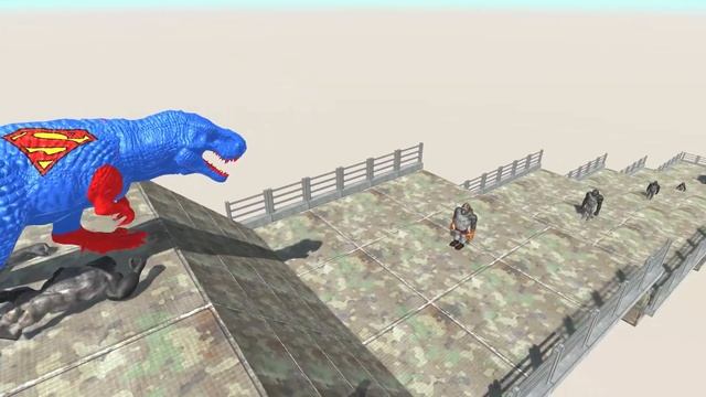 SUPERMAN T-REX DEATH FALL - Animal Revolt Battle Simulator смотреть онлайн