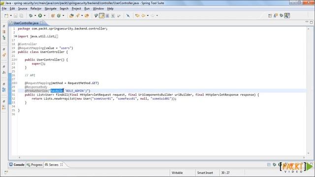 Spring Security Tutorial: Authorization with Expressions - on Methods | packtpub.com смотреть онлайн