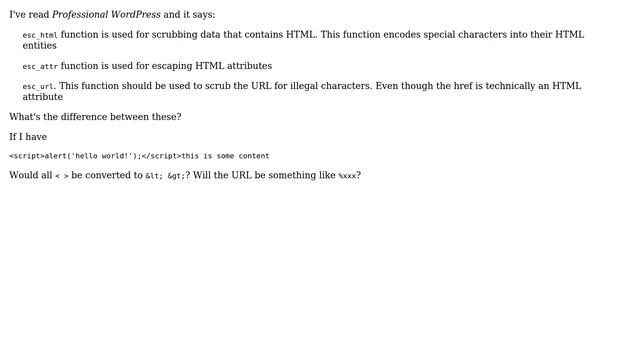 Wordpress: What's the difference between esc_\* functions? смотреть онлайн