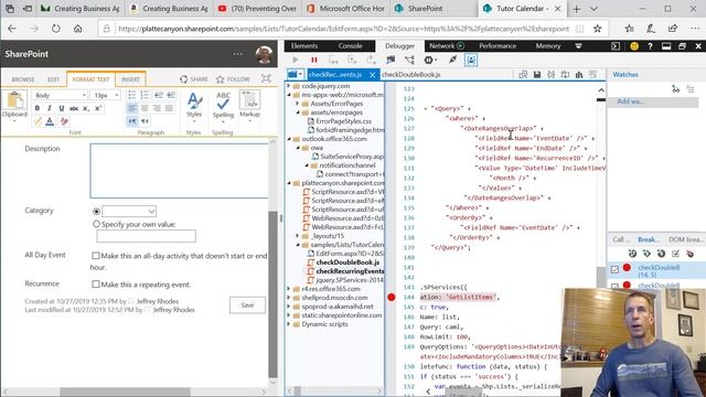 More on Preventing Overlapping Calendar Appointments - SharePoint, jQuery, and Debugging смотреть онлайн