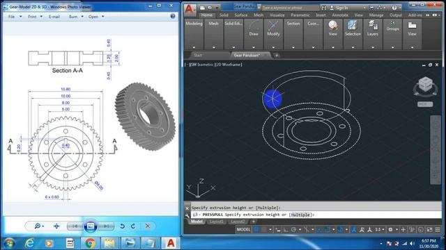 [ TUTORIAL AUTOCAD 22 ] 3D Modeling (9) - Cara Mudah Membuat Roda Gigi (How to Make a Gear) смотреть онлайн