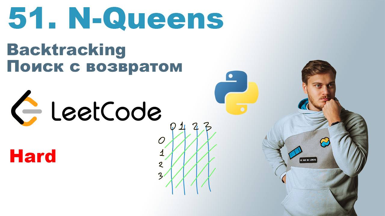 N-Queens | Решение на Python | LeetCode 51 смотреть онлайн