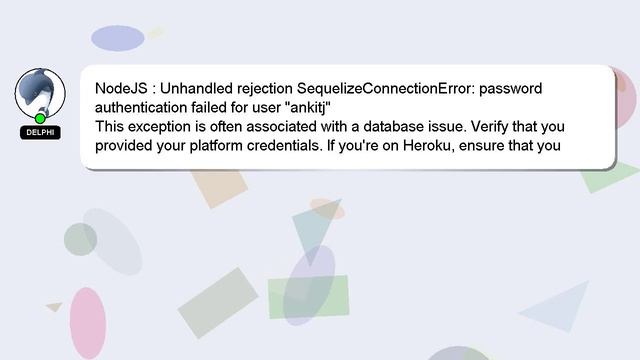 NodeJS : Unhandled rejection SequelizeConnectionError: password authentication failed for user "ank смотреть онлайн