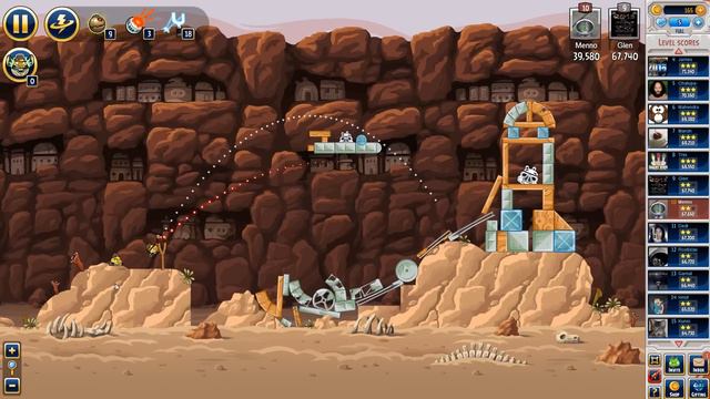 Angry Birds Star Wars Facebook Tournament Level 4 no power-ups 3-stars walkthrough смотреть онлайн