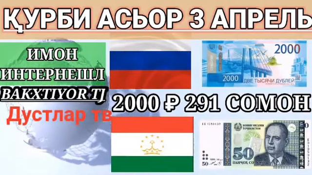 ВАЛЮТА ТАДЖИКИСТАН КУРБИ АСЬОРИ МИЛИ ИМРУЗ 3 АПРЕЛЬ EURO USD РУБЛЬ смотреть онлайн