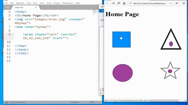 Area tag attribute use map, shape , coords (html5) Class 5 In hindi/urdu смотреть онлайн