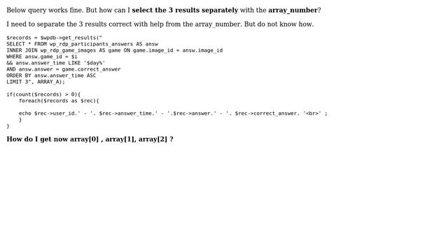 Wordpress: Get 3 row ID's via ARRAY_A смотреть онлайн