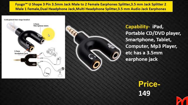 Wireless Audio adapter with one male to 2 female stereo jack with 3.5 mm смотреть онлайн