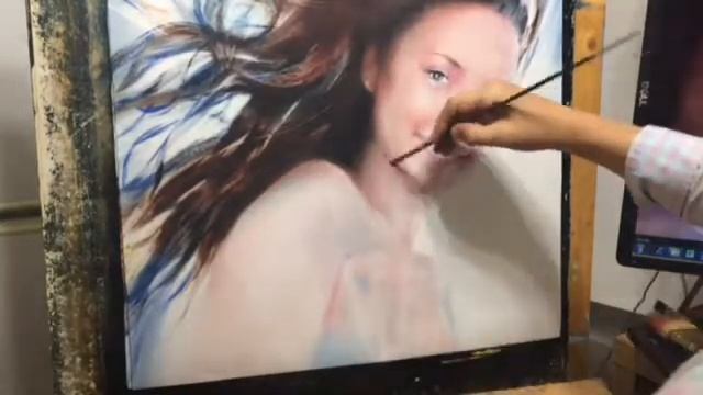 портрет девушки сухой кистью в цвете смотреть онлайн