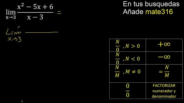 Lim (x^2-5x+6)/(x-3) . Limite de funciones , caso 0/0 indeterminado смотреть онлайн