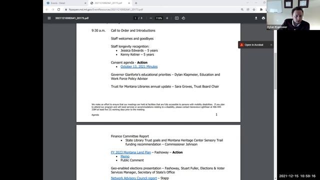 2021, December 15th: Montana State Library Commission Meeting смотреть онлайн