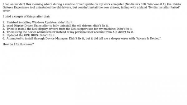 Nvidia driver update: Access is denied in Device Manager