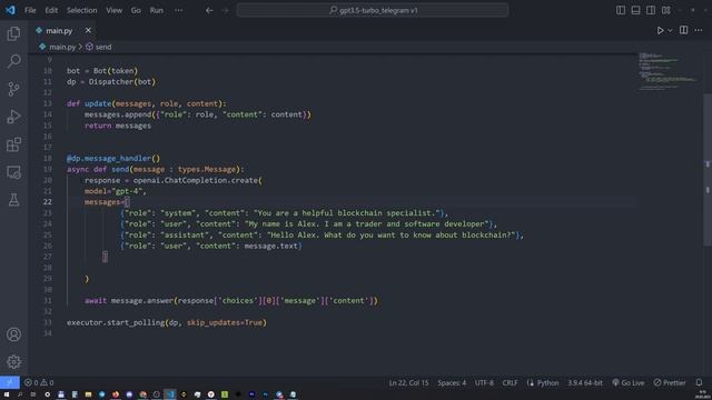 GPT-4 API Python в Telegram/ Пишем Telegram-бота ChatGPT-4 на Питоне смотреть онлайн