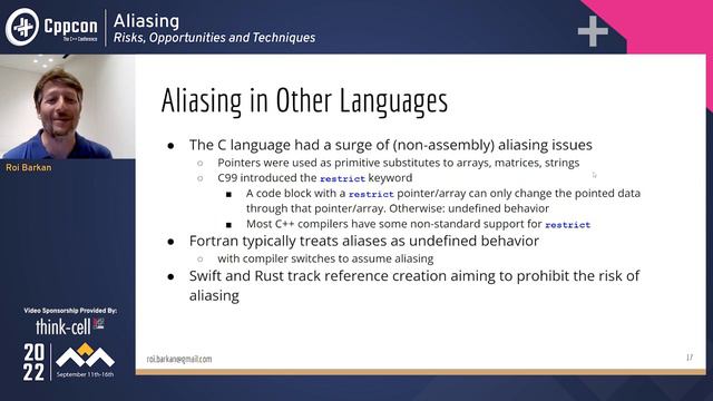 Aliasing in C++ - Risks, Opportunities and Techniques - Roi Barkan - CppCon 2022 смотреть онлайн
