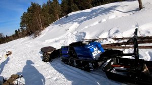 Зимняя рыбалка на мотобуксировщике!