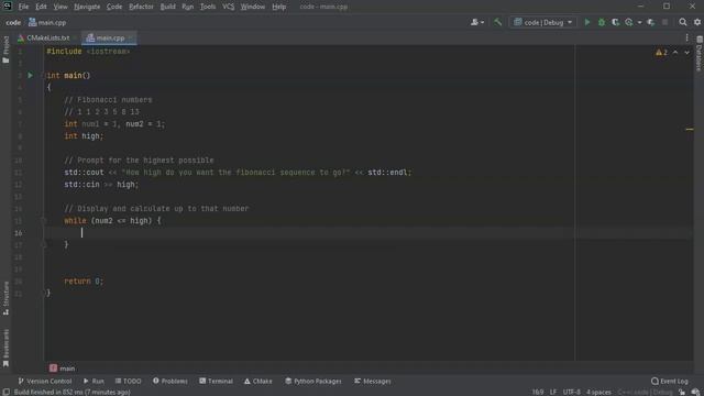 Calculating Fibonacci numbers in C++ with a while loop смотреть онлайн