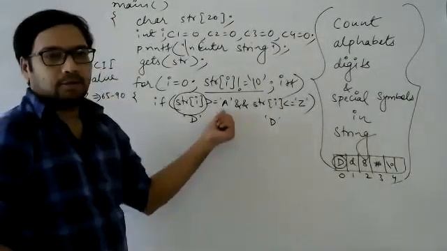 Count upper case, lower case, digits and special symbols in String in C language смотреть онлайн