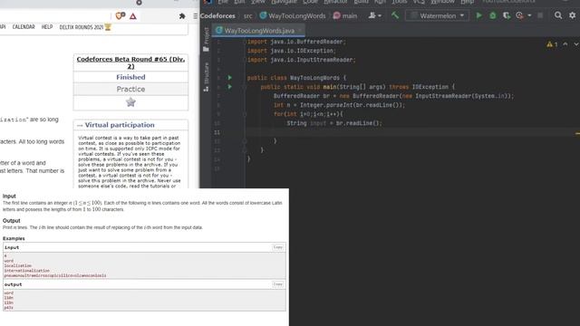 #71A: Way too long words - Codeforces Problem Set : Coding with Java. смотреть онлайн