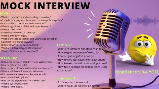 Skills : Java + Selenium + TestNG + Framework | Automation Testing Mock Interview [3 - 4 YOE] смотреть онлайн