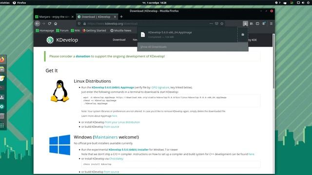 Install KDevelop 5.6 in manjaro-gnome-20.1-200911-linux58 смотреть онлайн