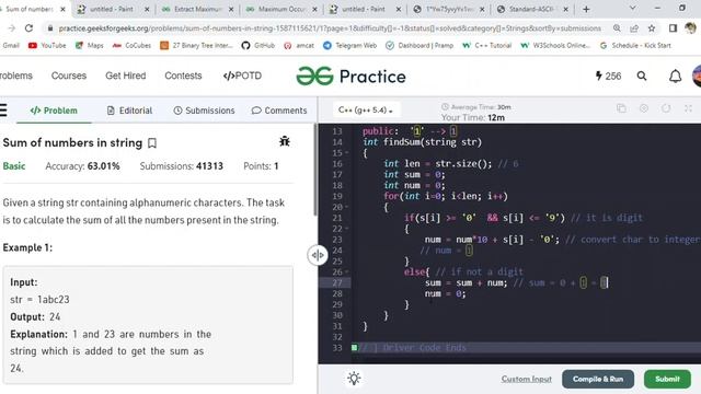 Sum of numbers in string || Extract Maximum [STRING IN C++ ] || Lecture - 27 || DSA Placement Serie смотреть онлайн